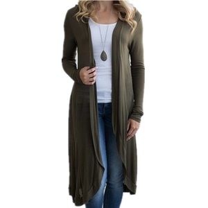 Olive green duster cardigan
